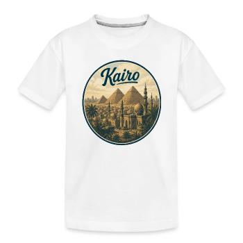 Kairo Retro Pyramiden Panorama - Kinder Premium Bio T-Shirt - Weiß - Vorne
