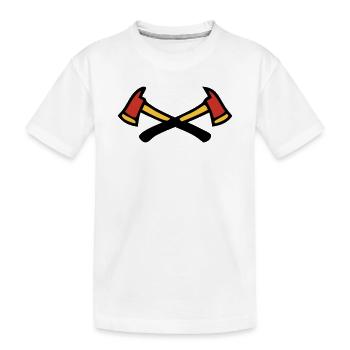 Gekreuzte Feuerwehraexte Logo - Kinder Premium Bio T-Shirt - Weiß - Vorne