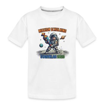 Mission Schulkind 2026 Weltraum - Kinder Premium Bio T-Shirt - Weiß - Vorne