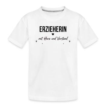Erzieherin mit Herz und Verstand Geschenk  - Kinder Premium Bio T-Shirt - Weiß - Vorne