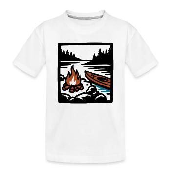 Icône de la forêt de canoë au feu de camp - T-shirt bio Premium Enfant - blanc - Devant