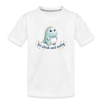 Sei stark & mutig Dino Josua 1:9 Kinder - Kinder Premium Bio T-Shirt - Weiß - Vorne