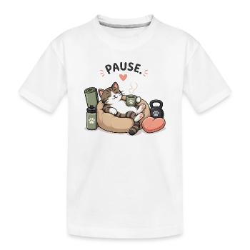 Pause Chat : Pause Café dans un Panier - T-shirt bio Premium Enfant - blanc - Devant