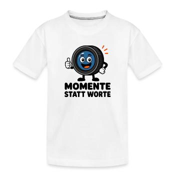 Moments instead of words – comic lens with thumb - Kids' Premium Organic T-Shirt - white - Front