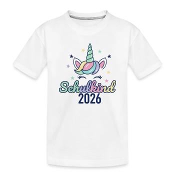 Kinder Schulanfang Einhorn Schulkind 2026 - Kinder Premium Bio T-Shirt - Weiß - Vorne