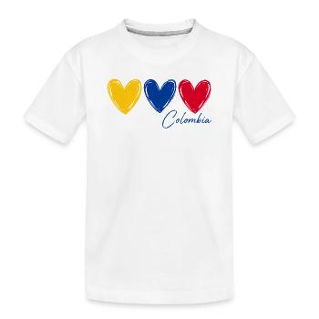T-shirt Colombie Cœurs Drapeau Fierté - T-shirt bio Premium Enfant - blanc - Devant