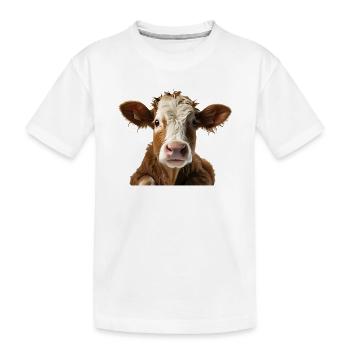 Visage de vache : Curiosité sur le pâturage - T-shirt bio Premium Enfant - blanc - Devant
