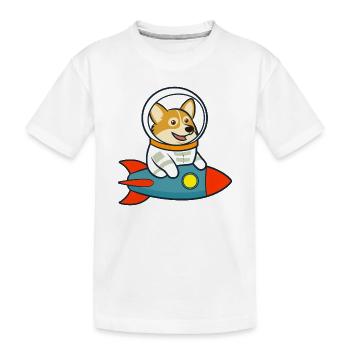 L’espace des corgis sur la fusée - T-shirt bio Premium Enfant - blanc - Devant