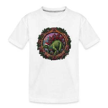 Stegosaurus Christmas Magic - Kids' Premium Organic T-Shirt - white - Front