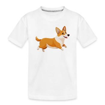 Corgi-Lauf - Kinder Premium Bio T-Shirt - Weiß - Vorne