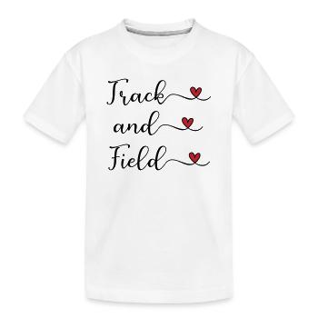 Logo manuscrit d’athlétisme avec des cœurs - T-shirt bio Premium Enfant - blanc - Devant