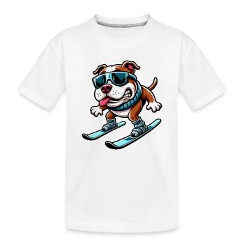 Dog Bulldog Snowboard Sports d’hiver débutant - T-shirt bio Premium Enfant - blanc - Devant