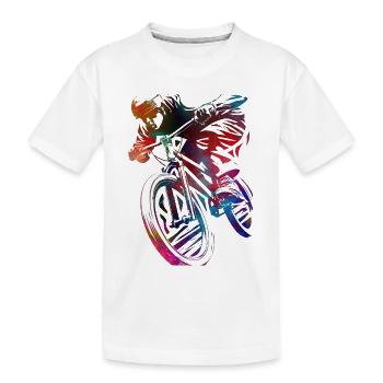 Un vélo coloré dans l’abstraction - T-shirt bio Premium Enfant - blanc - Devant