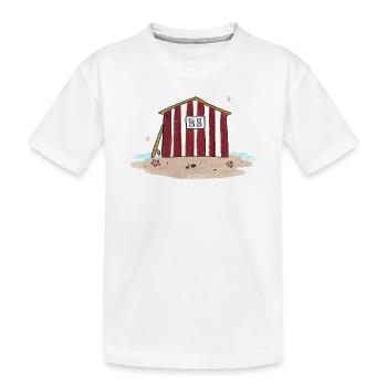 Maison de plage à bandes rouges - T-shirt bio Premium Enfant - blanc - Devant