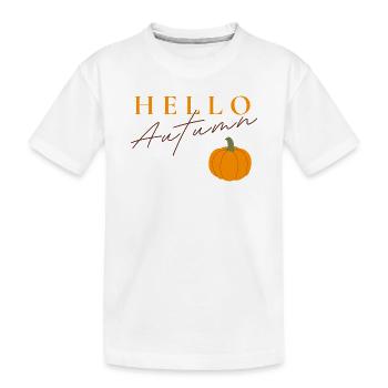 Bonjour Autumn | Motif de citrouille d’automne - T-shirt bio Premium Enfant - blanc - Devant
