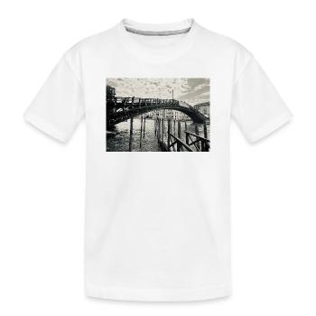Black and white Venetian bridge over the water - Kids' Premium Organic T-Shirt - white - Front