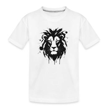 Schwarze Löwenspritzfarbe - Kinder Premium Bio T-Shirt - Weiß - Vorne