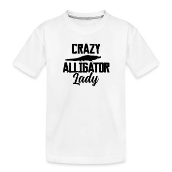 Crazy Alligator Lady – Lustiges Reptilien Design - Kinder Premium Bio T-Shirt - Weiß - Vorne