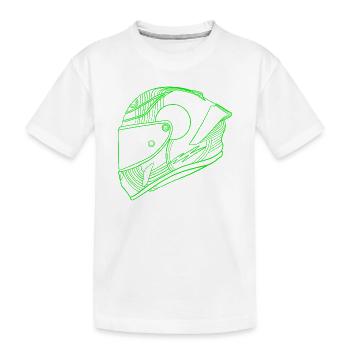 Casque vert néon - Visière - T-shirt bio Premium Enfant - blanc - Devant