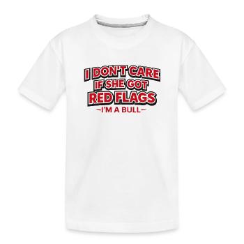 Drapeaux rouges : bulls, je m’en fiche - T-shirt bio Premium Enfant - blanc - Devant