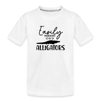 Facilement distrait par les alligators - T-shirt bio Premium Enfant - blanc - Devant