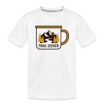 Berge Tasse Wander Logo - Kinder Premium Bio T-Shirt - Weiß - Vorne