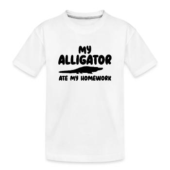 Alligator Silhouette Reptil - Kinder Premium Bio T-Shirt - Weiß - Vorne