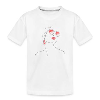 Elegante Frau Sonnenbrille Skizze - Kinder Premium Bio T-Shirt - Weiß - Vorne
