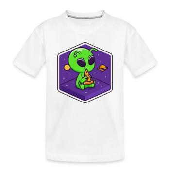 Alien Pizza Scout - Kinder Premium Bio T-Shirt - Weiß - Vorne