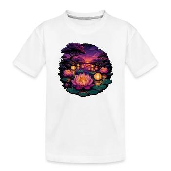 Lotus-Lichter am Abend - Kinder Premium Bio T-Shirt - Weiß - Vorne