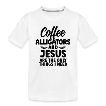 Coffee Alligators And Jesus - Kinder Premium Bio T-Shirt - Weiß - Vorne