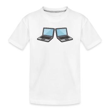 Collaboration avec les ordinateurs portables doubles - T-shirt bio Premium Enfant - blanc - Devant