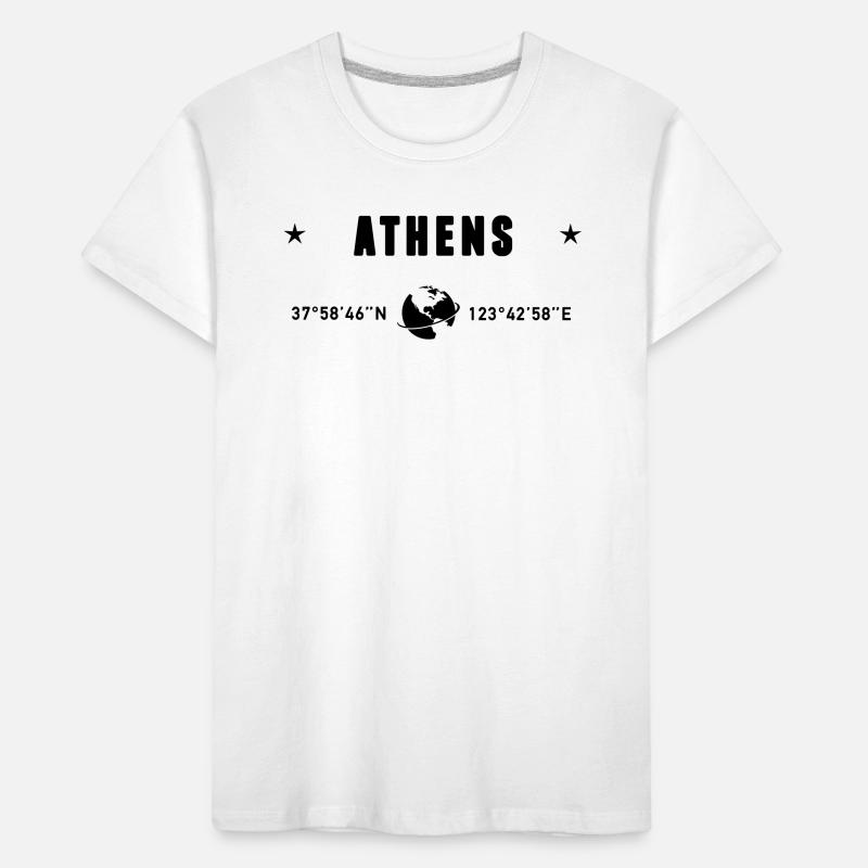 Athènes Grèce Coordonnées Planète Terre T-shirt bio Premium Enfant