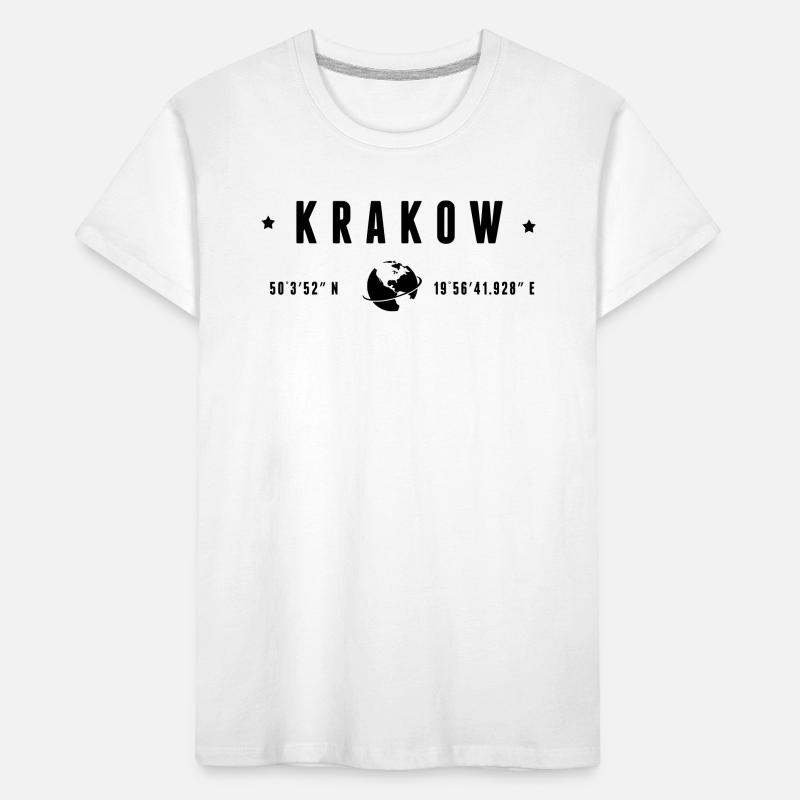 Krakow GPS Coordinates Globe Modern Typography Kids' Premium Organic T-Shirt