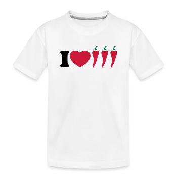 I love chilli - Ich liebe Chili - Kinder Premium Bio T-Shirt - Weiß - Vorne