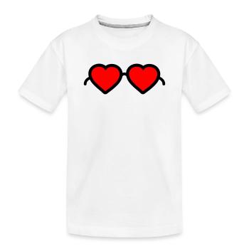 Herzen Brille - Kinder Premium Bio T-Shirt - Weiß - Vorne