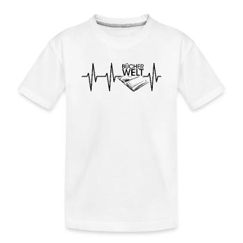 Herzschlag Bücherwelt Buch Puls Lesen Leser Symbol - Kinder Premium Bio T-Shirt - Weiß - Vorne