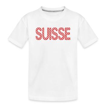 SCHWEIZ. LAND. GENF. HUMOR. LAND. FLAGGE - Kinder Premium Bio T-Shirt - Weiß - Vorne