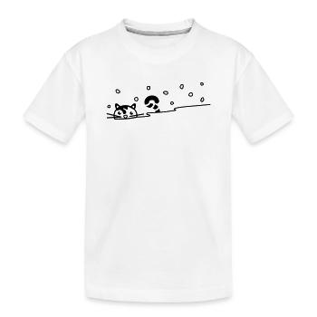Cute cat in the snow - Kids' Premium Organic T-Shirt - white - Front