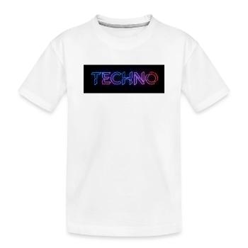 Techno Neon Glitch Text - Kinder Premium Bio T-Shirt - Weiß - Vorne