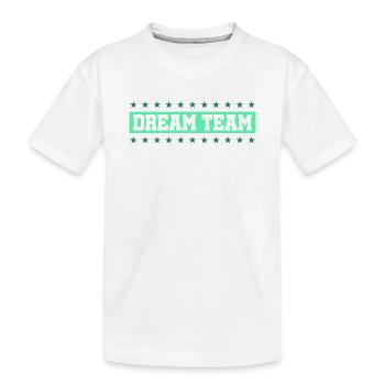 DREAM TEAM Retro Neon Typography - Kinder Premium Bio T-Shirt - Weiß - Vorne