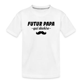 Futur Papa Qui Déchire - Cadeau Futur Papa - T-shirt bio Premium Enfant - blanc - Devant