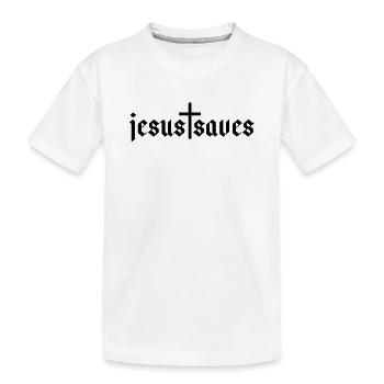 jesus saves - Kids' Premium Organic T-Shirt - white - Front