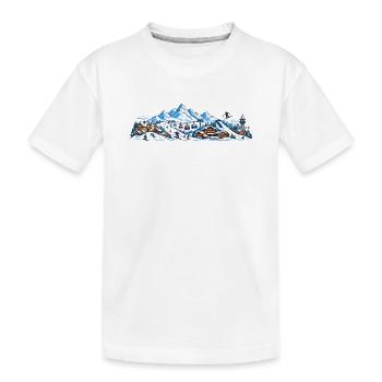 Village alpin d’hiver avec gondoles - T-shirt bio Premium Enfant - blanc - Devant