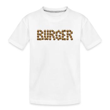 Burger typography - Kids' Premium Organic T-Shirt - white - Front