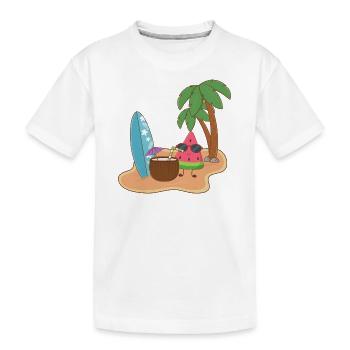 Mel Melone auf der Insel Sommer Melone - Kinder Premium Bio T-Shirt - Weiß - Vorne