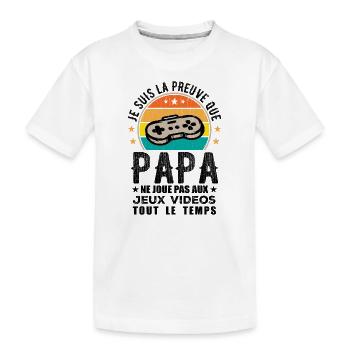 Ein Beweis dafür, dass Papa keine Videospiele spielt - Kinder Premium Bio T-Shirt - Weiß - Vorne