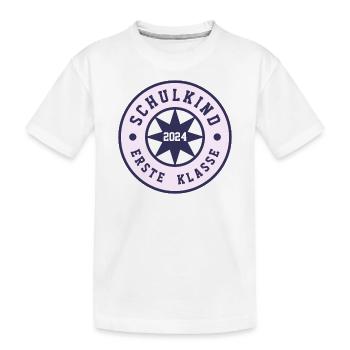 SCHULKIND ERSTE KLASSE 2024 - EINSCHULUNG 2024 - Kinder Premium Bio T-Shirt - Weiß - Vorne