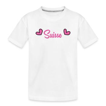SCHWEIZ. LAND. GENF. HUMOR. LAND. FLAGGE - Kinder Premium Bio T-Shirt - Weiß - Vorne