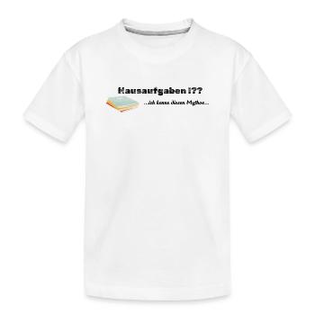 LIEBEVOLL Hausaufgaben-Mythos - Kinder Premium Bio T-Shirt - Weiß - Vorne